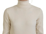 Ivory Turtleneck Wool Blend Sweater