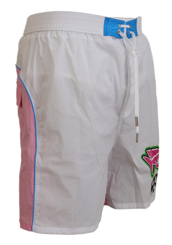 Pantaloncini da nuoto chic white e rosa con stampa rosa