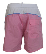 Shorts de natation à imprimé blanc et rose chic