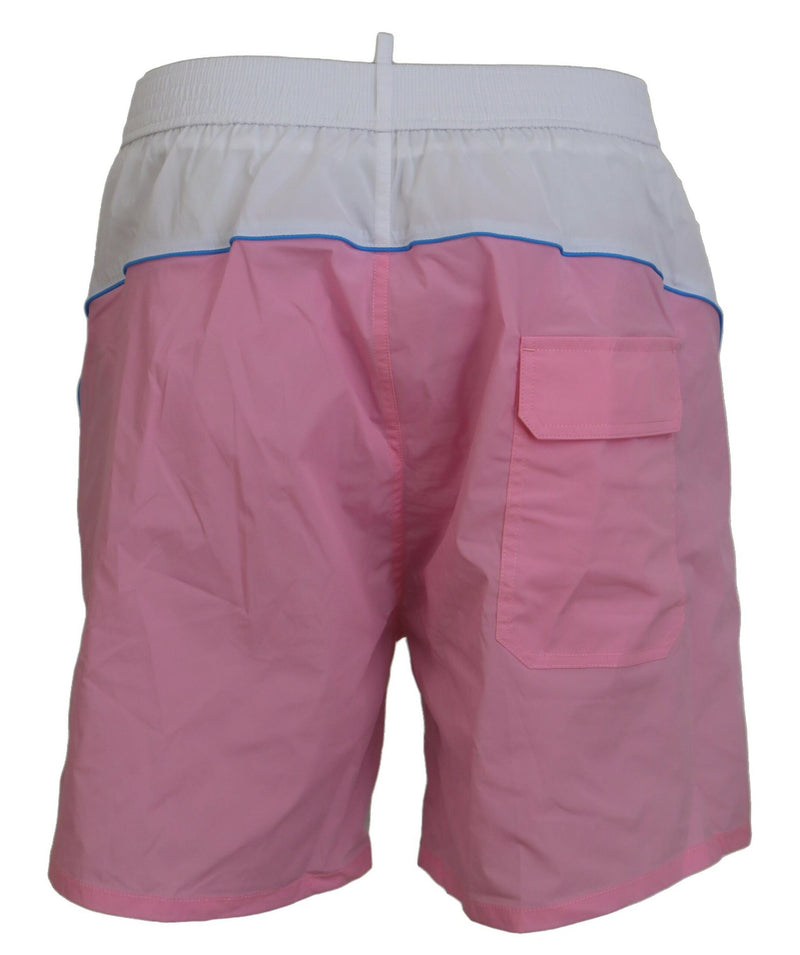 Shorts de natation à imprimé blanc et rose chic