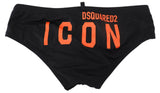 Eleganti brief di nuoto nero con logo arancione