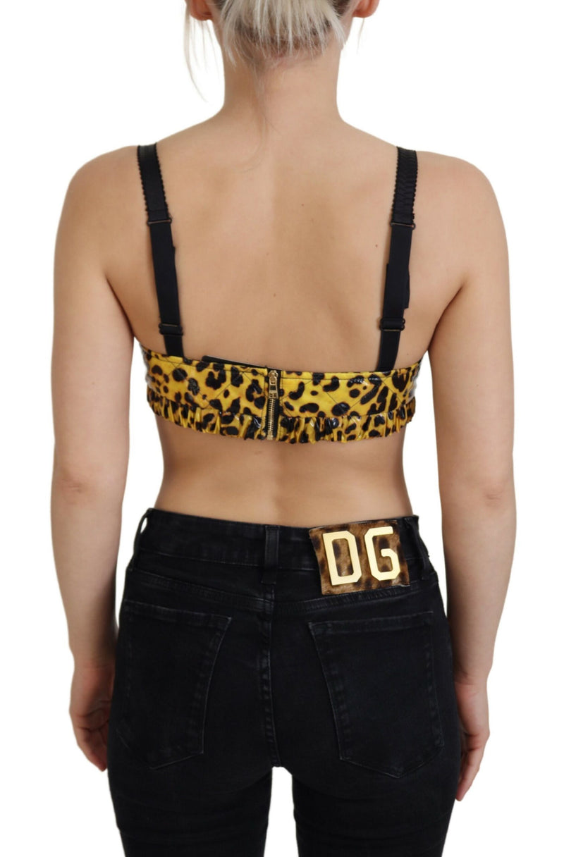 Top corsetto senza maniche con stampa leopardata