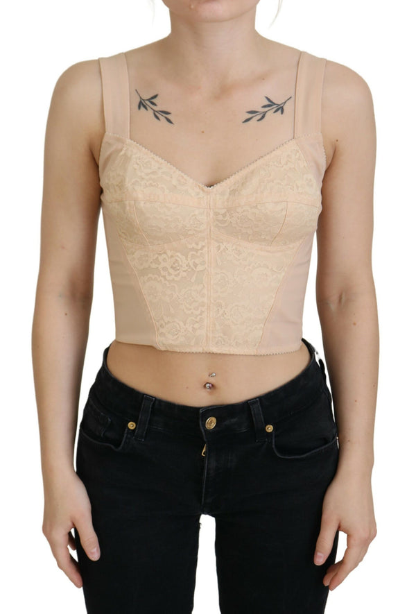 Élégant haut de corset beige bustier beige