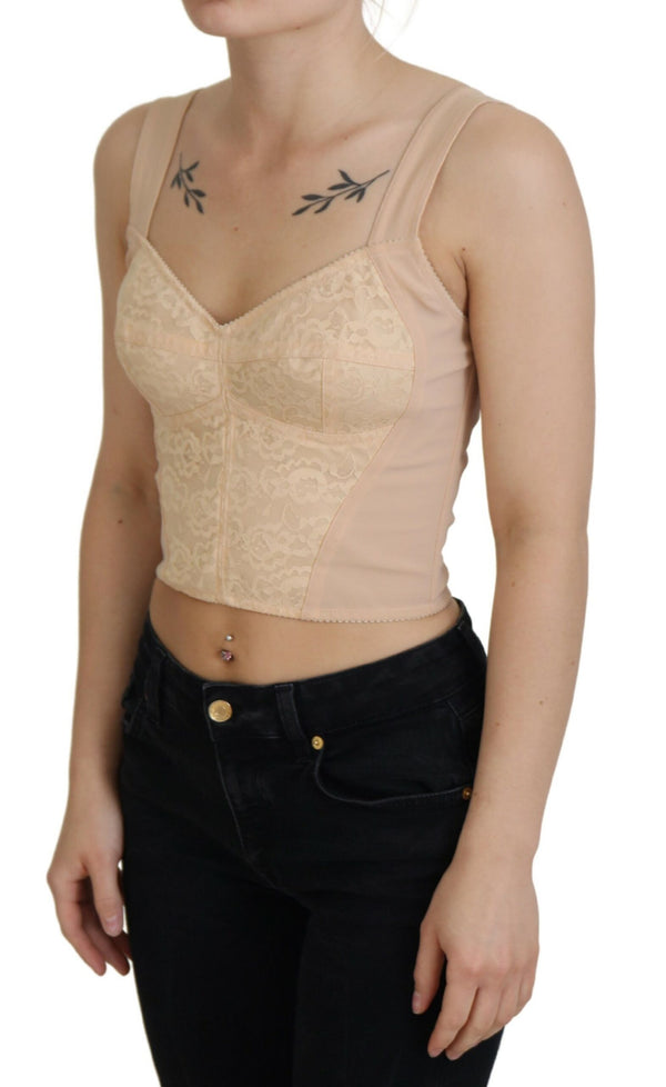 Élégant haut de corset beige bustier beige