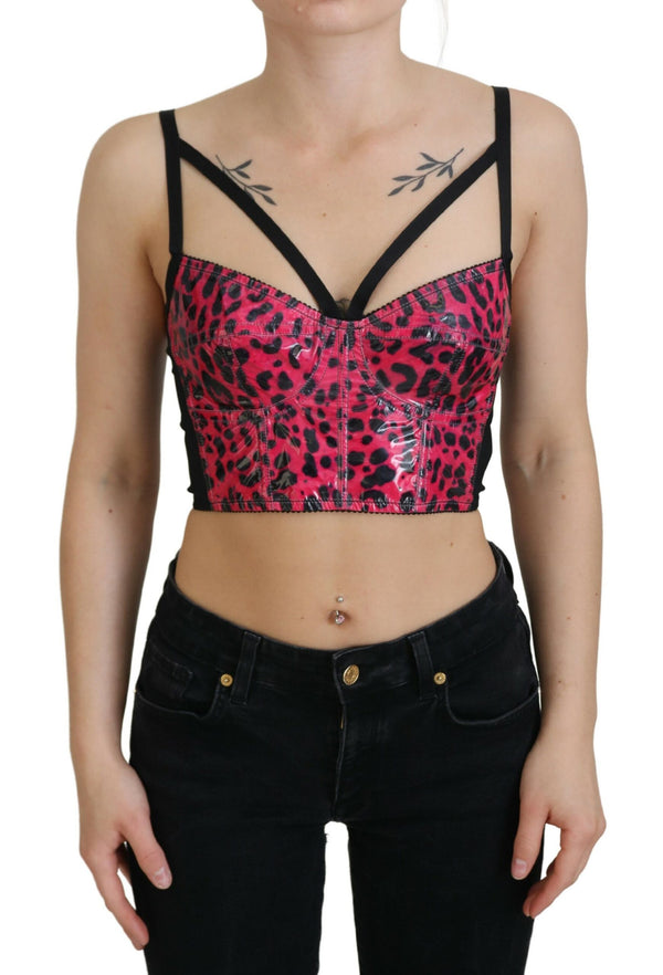 Top corsetto bustier stampata leopardo