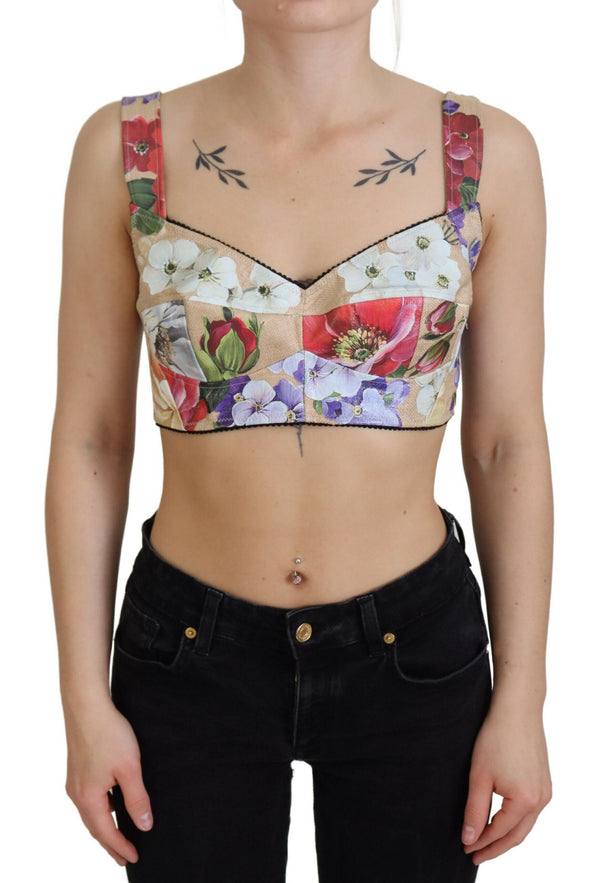 Top de cultivo de bustier de estampado floral