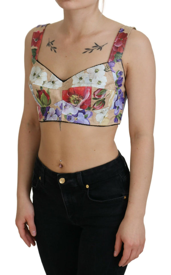 Top crop bustier stampata floreale