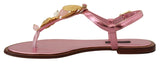 Chic Pink Leather Sandals with Exquisite Embellishment