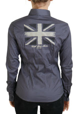 Elegant Gray Long Sleeve Polo Top