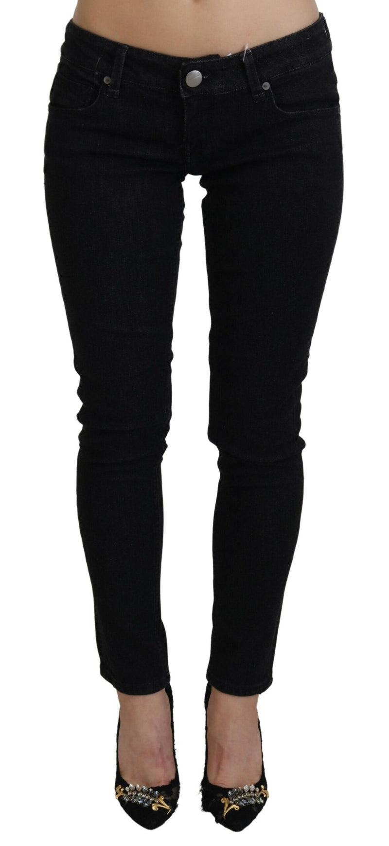 Denim slim en coton élégant en noir