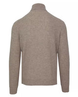 Beige Cashmere-Wool Blend Turtleneck Sweater