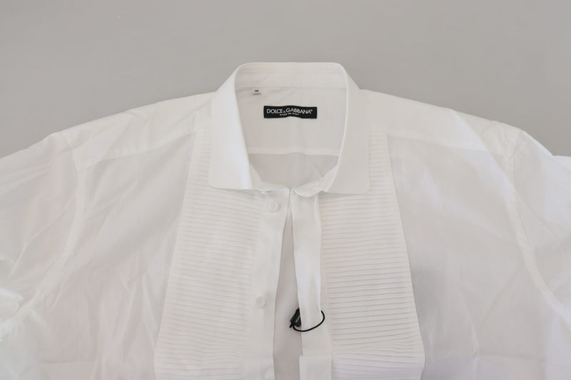 Exquisita camisa formal de algodón blanco