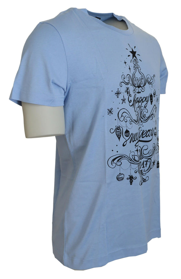 Elegante camiseta de algodón azul claro