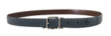 Elegant Blue Leather Men's Belt