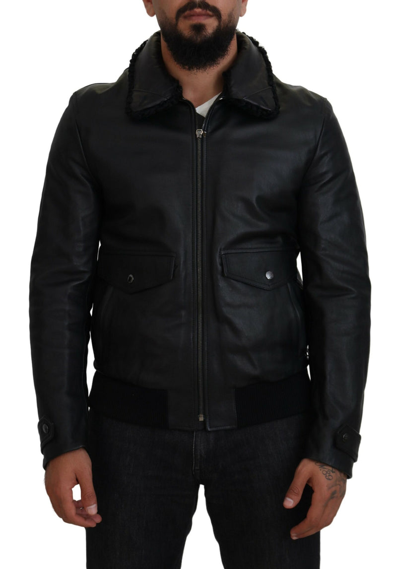 Chic Black Leather Silk-Lined Jacket