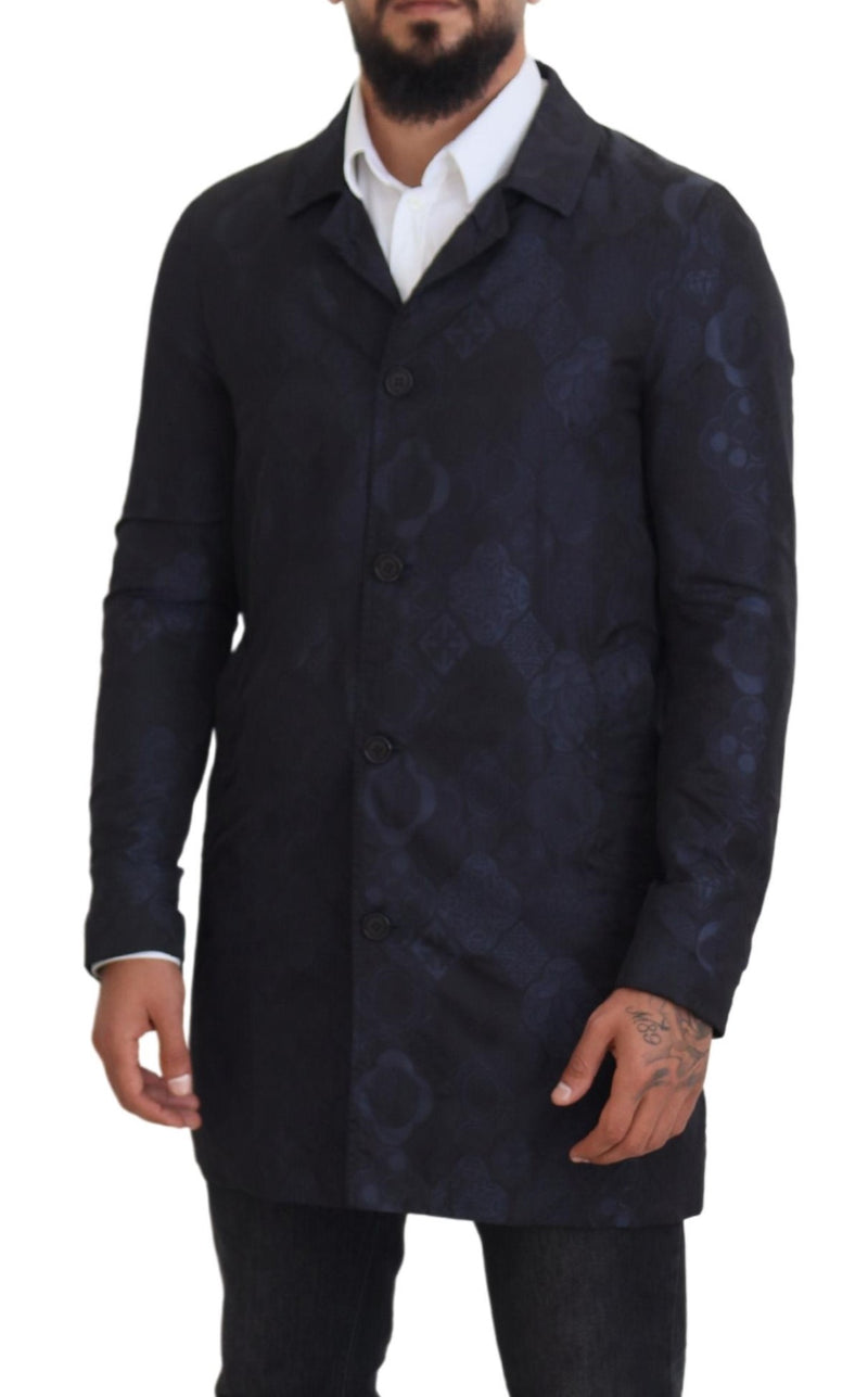 Exquisite gemusterte blaue Manteljacke