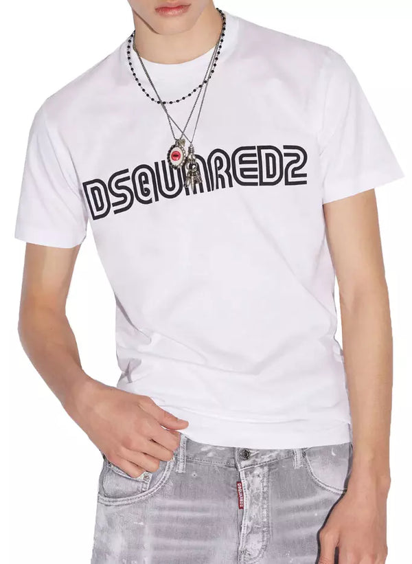 T-shirt en coton blanc classique élevé