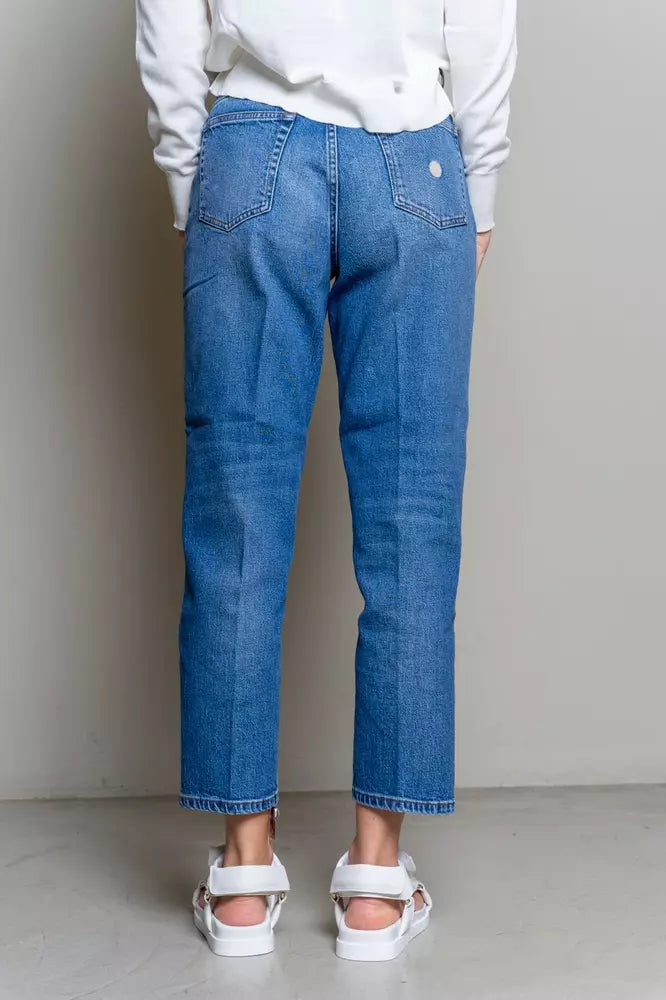 Denim azul alto de cintura alta para mujeres