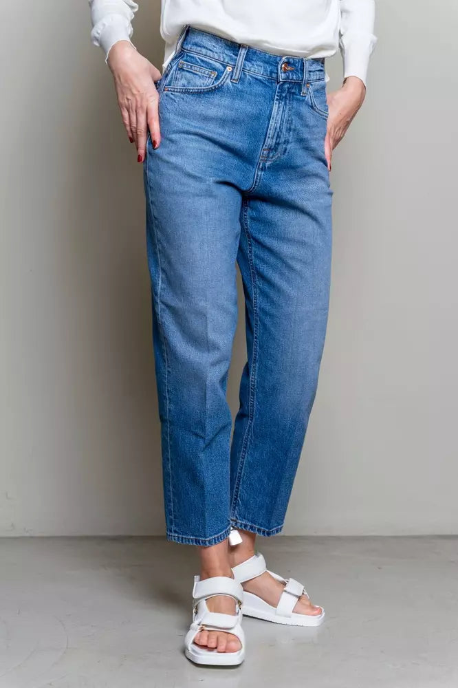 Denim azul alto de cintura alta para mujeres