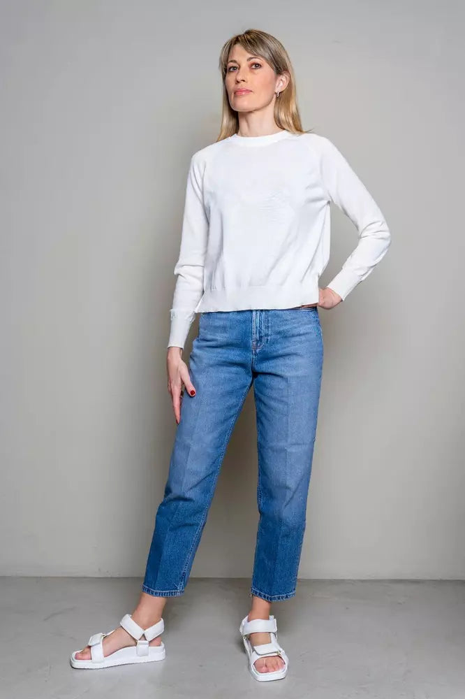 Elevato denim a vita alta blu per le donne