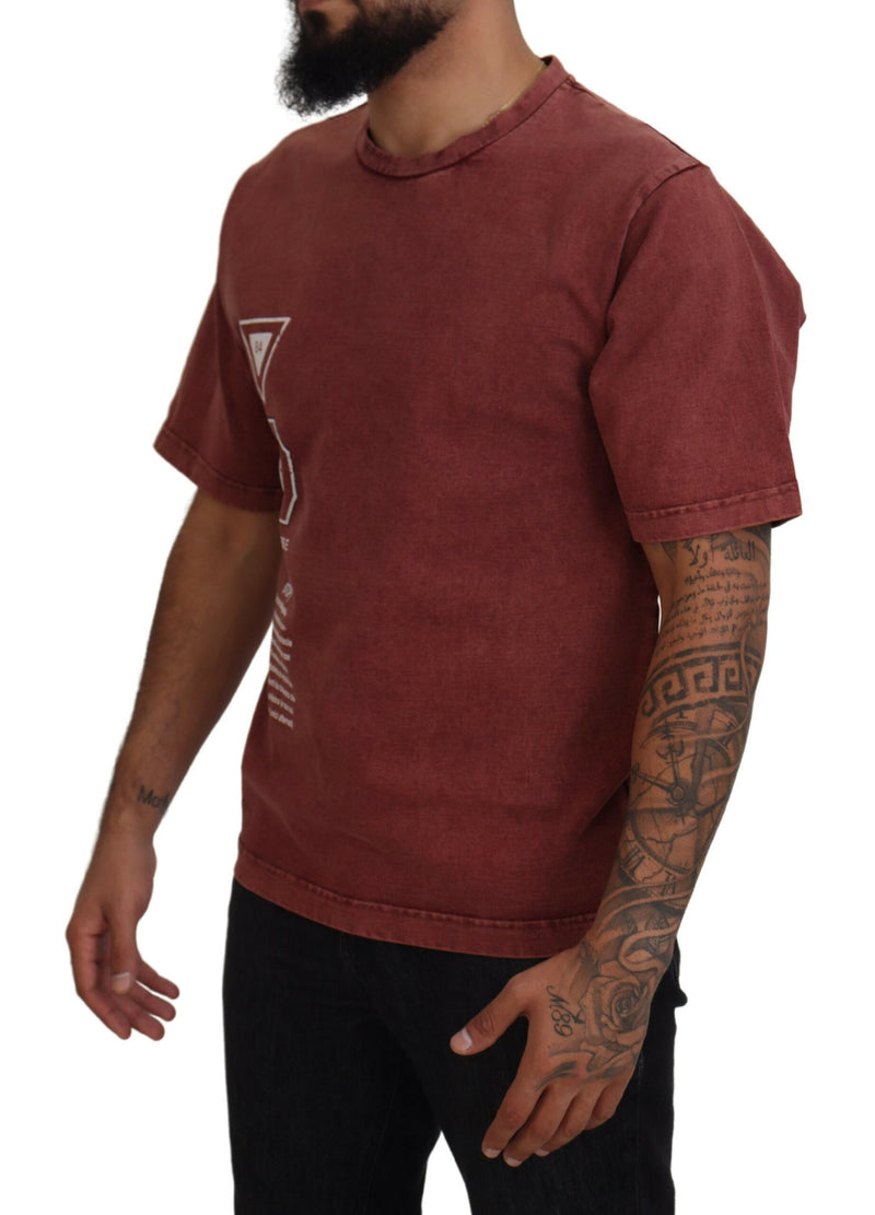 T-shirt en coton imprimé marron élégant