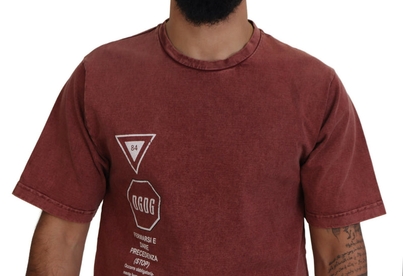 T-shirt en coton imprimé marron élégant