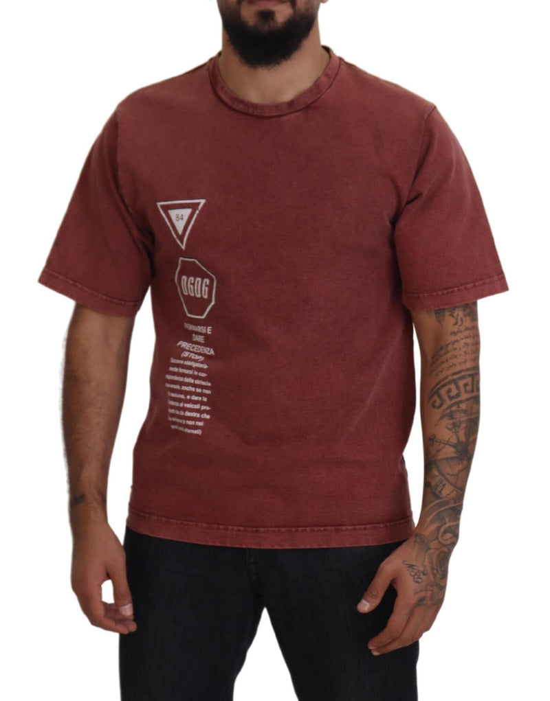 T-shirt en coton imprimé marron élégant