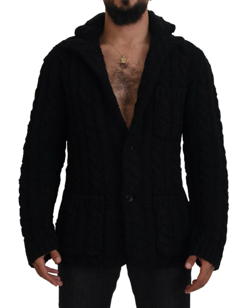 Pull cardigan élégant en laine noire noire