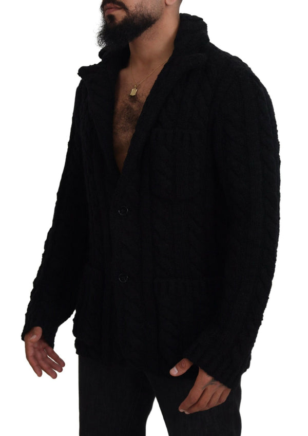 Pull cardigan élégant en laine noire noire