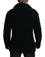 Elegante maglione di cardigan in lana-calabrone nera