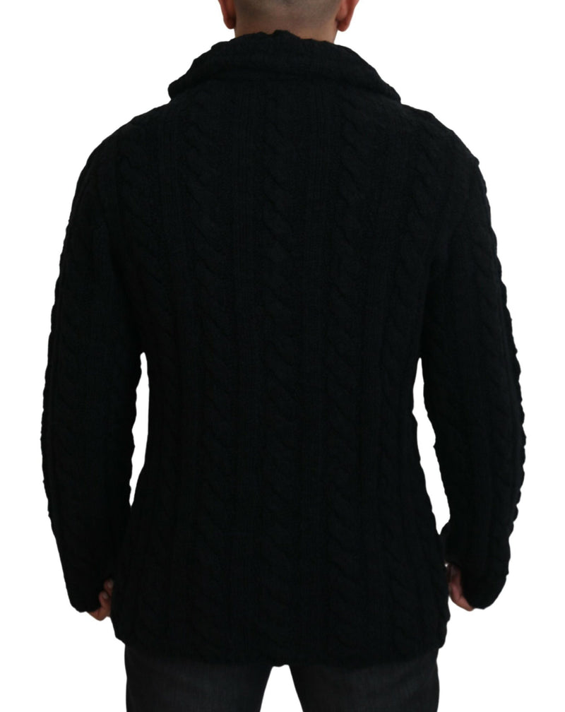 Pull cardigan élégant en laine noire noire