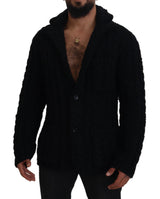 Elegante maglione di cardigan in lana-calabrone nera