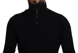 Eleganter Seidenmischung schwarzer Pullover -Pullover