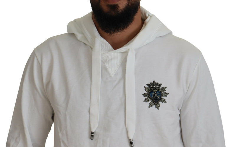 Elegant White Logo Hooded Sweatshirt