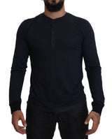 Eleganter Baumwollsilch-Mischung Blue Pullover