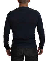 Elegante pullover blu di silk di cotone