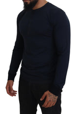 Eleganter Baumwollsilch-Mischung Blue Pullover