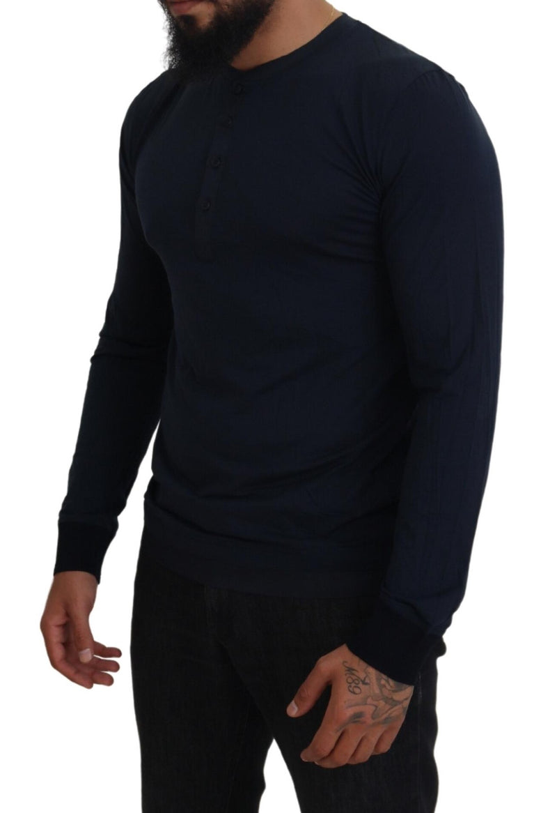 Elegante pullover blu di silk di cotone