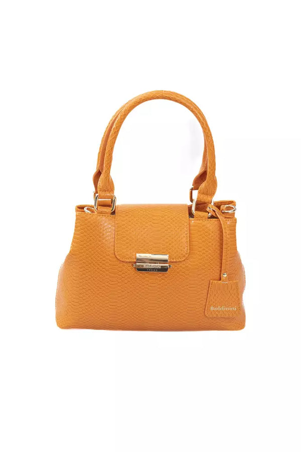 Bolsa de aleta de hombro naranja elegante con acentos dorados