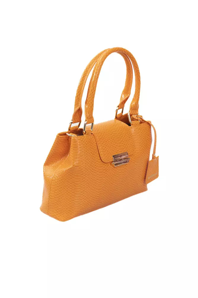 Bolsa de aleta de hombro naranja elegante con acentos dorados