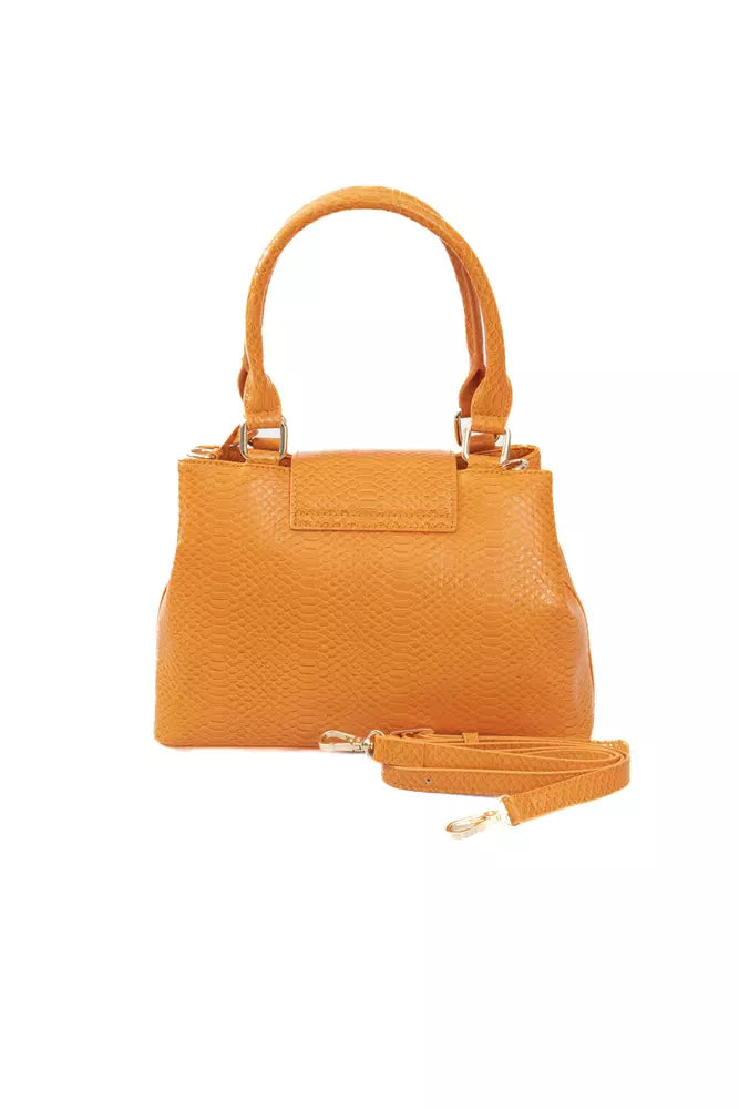 Bolsa de aleta de hombro naranja elegante con acentos dorados