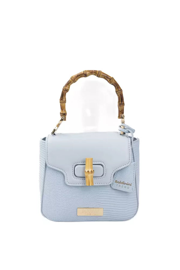 Elegante borsa a spalla azzurra con accenti dorati