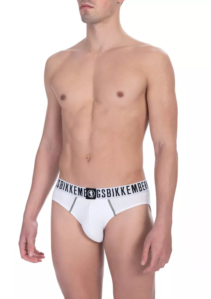 Brief di miscela di cotone bianco chic bi-pacchetto