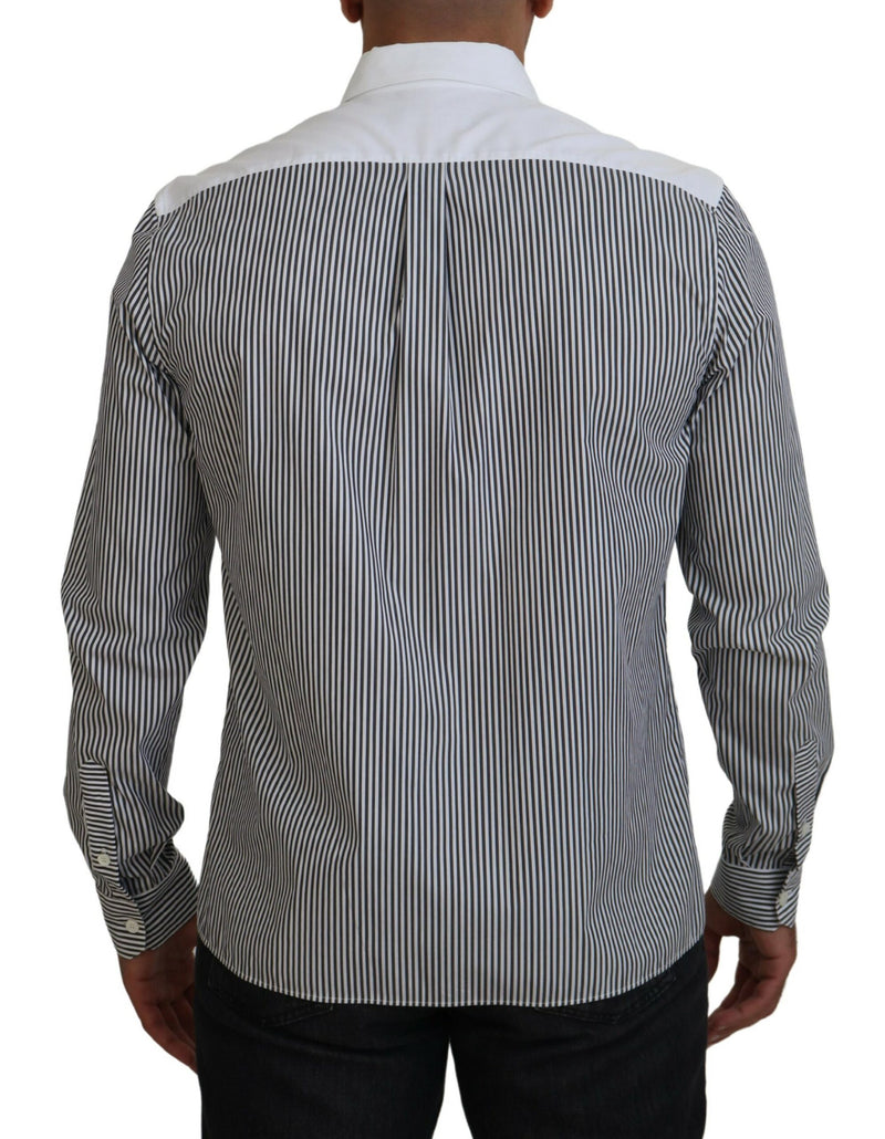 Classica camicia a bottone a strisce in bianco e nero