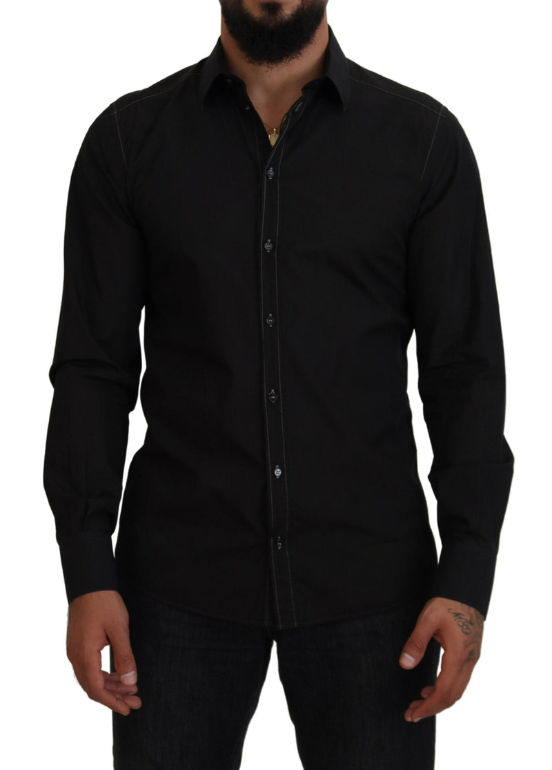 Elegante camicia di cotone formale nera