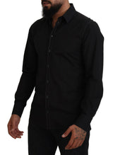 Elegante camicia di cotone formale nera