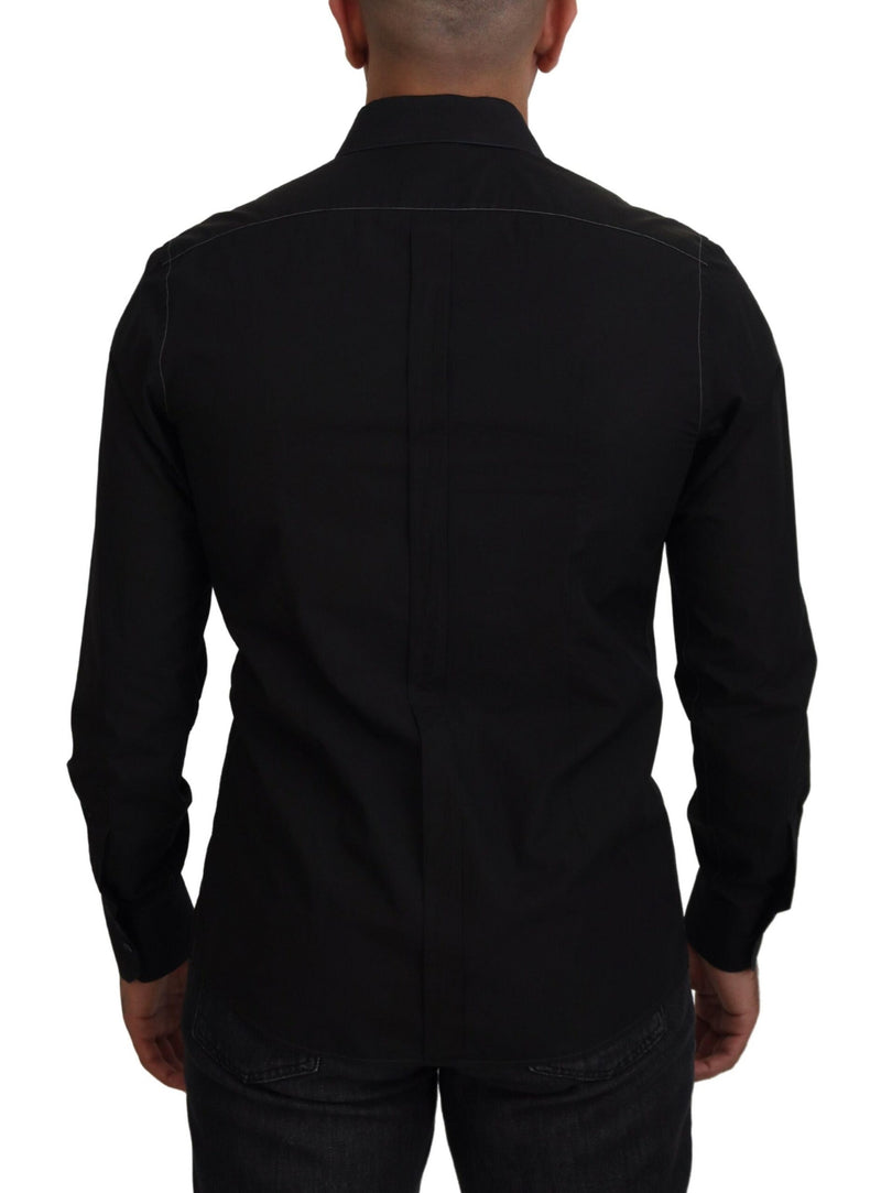 Elegante camicia di cotone formale nera