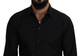 Elegante camicia di cotone formale nera