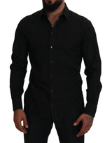 Elegante camisa de algodón formal negro