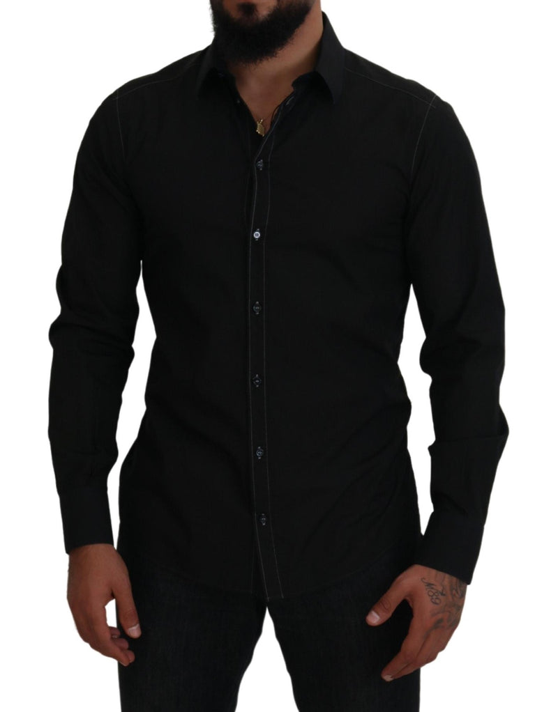 Elegante camicia di cotone formale nera